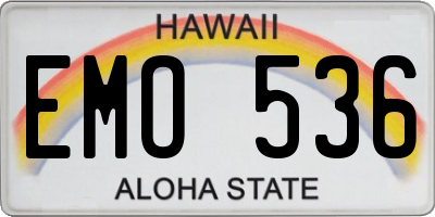HI license plate EMO536