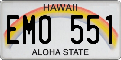 HI license plate EMO551