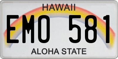 HI license plate EMO581