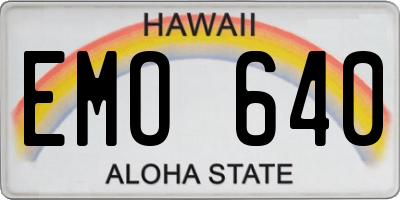HI license plate EMO640