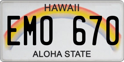 HI license plate EMO670