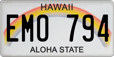 HI license plate EMO794