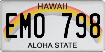 HI license plate EMO798
