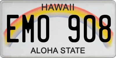 HI license plate EMO908
