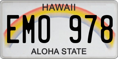 HI license plate EMO978