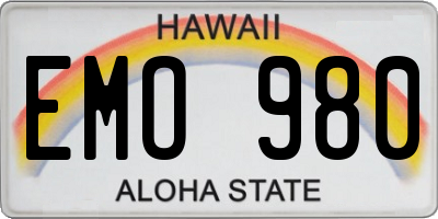 HI license plate EMO980