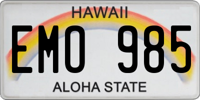 HI license plate EMO985