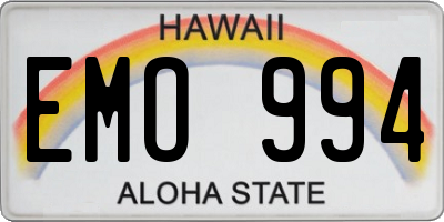 HI license plate EMO994