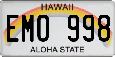 HI license plate EMO998