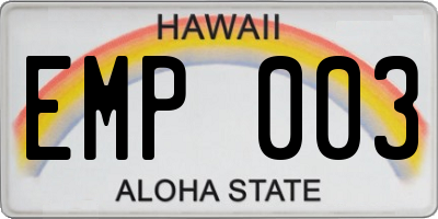 HI license plate EMP003