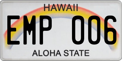 HI license plate EMP006