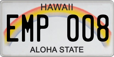 HI license plate EMP008