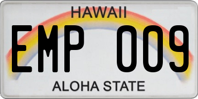 HI license plate EMP009