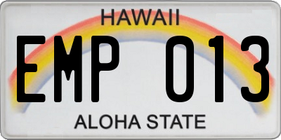 HI license plate EMP013