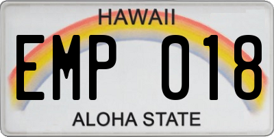 HI license plate EMP018
