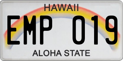 HI license plate EMP019