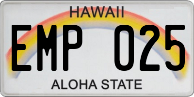 HI license plate EMP025
