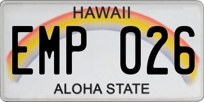 HI license plate EMP026