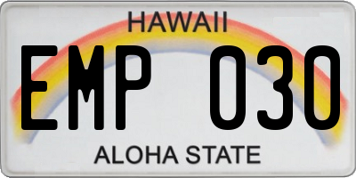 HI license plate EMP030