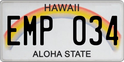 HI license plate EMP034