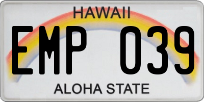HI license plate EMP039
