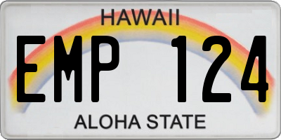 HI license plate EMP124