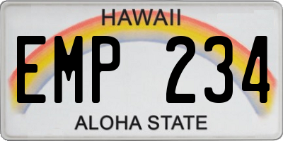 HI license plate EMP234