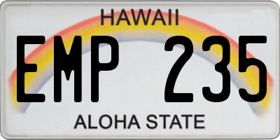 HI license plate EMP235