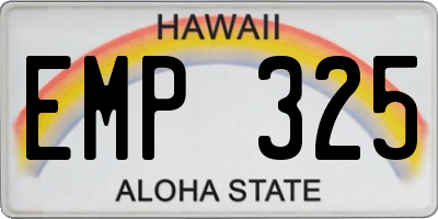 HI license plate EMP325
