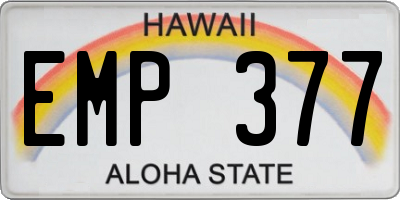 HI license plate EMP377