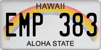HI license plate EMP383