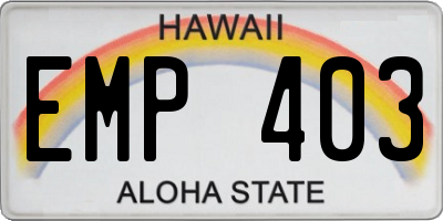 HI license plate EMP403
