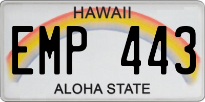 HI license plate EMP443