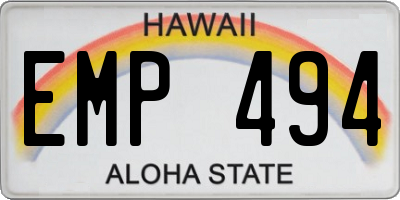 HI license plate EMP494