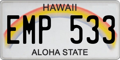 HI license plate EMP533