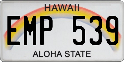 HI license plate EMP539