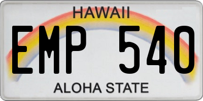 HI license plate EMP540