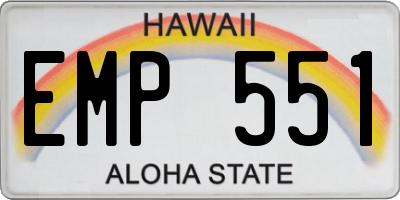 HI license plate EMP551