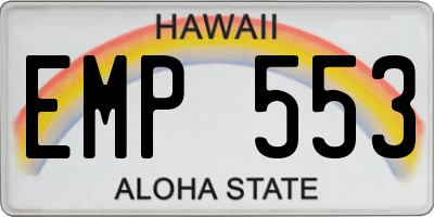 HI license plate EMP553