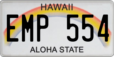 HI license plate EMP554