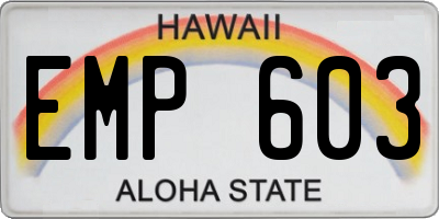 HI license plate EMP603