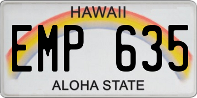 HI license plate EMP635