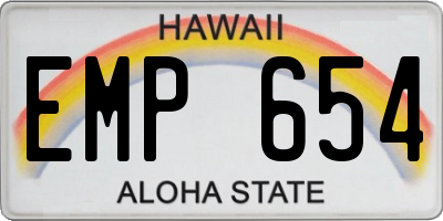 HI license plate EMP654