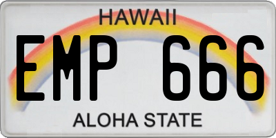 HI license plate EMP666
