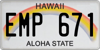 HI license plate EMP671