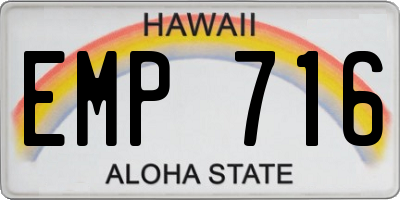 HI license plate EMP716