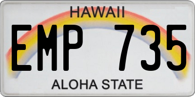 HI license plate EMP735