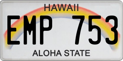 HI license plate EMP753