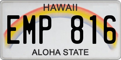 HI license plate EMP816