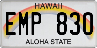 HI license plate EMP830